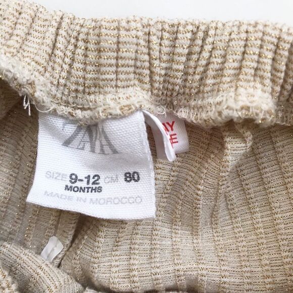 Zara gold sparkly texture shorts  EUC 9-12 months - Picture 4 of 5